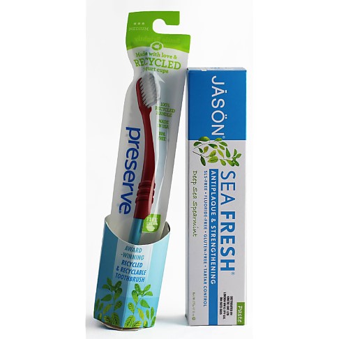 Jason Sea Fresh Antiplaque & Strengthening Toothpaste with Preserve Toothbrush