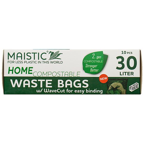 Maistic 2.Gen Compostable Waste Bag Wave Cut 30Ltr (10)