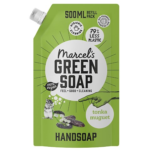 Marcel's Green Soap Handsoap Tonka & Muguet Refill Stand up Bag 500ML