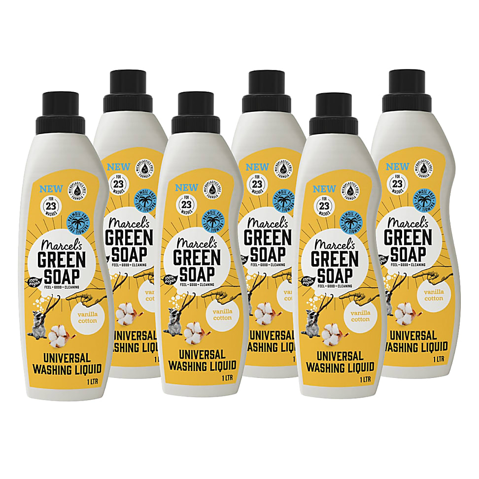 Marcel's Green Soap Laundry Liquid Cotton & Vanilla (6 x 1L)