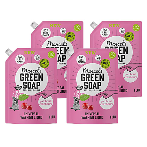 Marcel's Green Soap Laundry Liquid Refill Patchouli & Cranberry (4 x 1L)