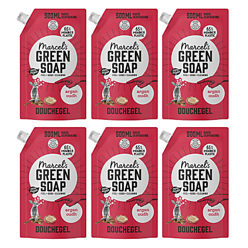 Marcel's Green Soap Shower Gel Argan & Oudh - Refill (6 x 500ml)