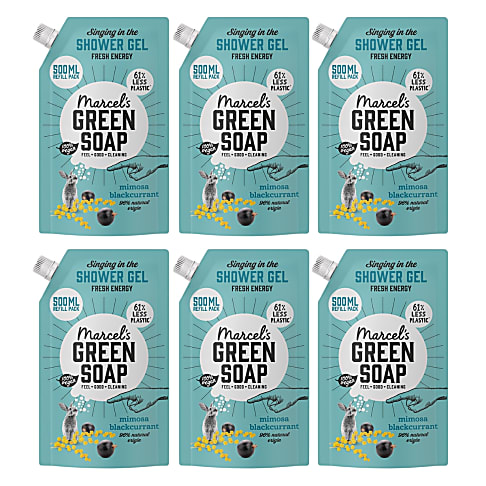 Marcel's Green Soap Shower Gel Mimosa & Blackcurrant - Refill (6 x 500ml)
