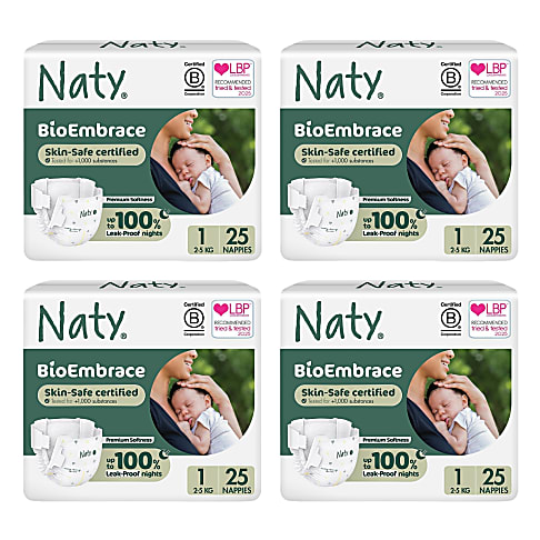 ECO by Naty Nappies: Size 1 Bundle (4 packs of 25)