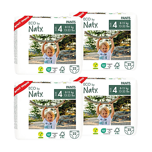 ECO by Naty Pull Up Pants: Size 4 Maxi/Maxi Plus Bundle (4 packs of 22)