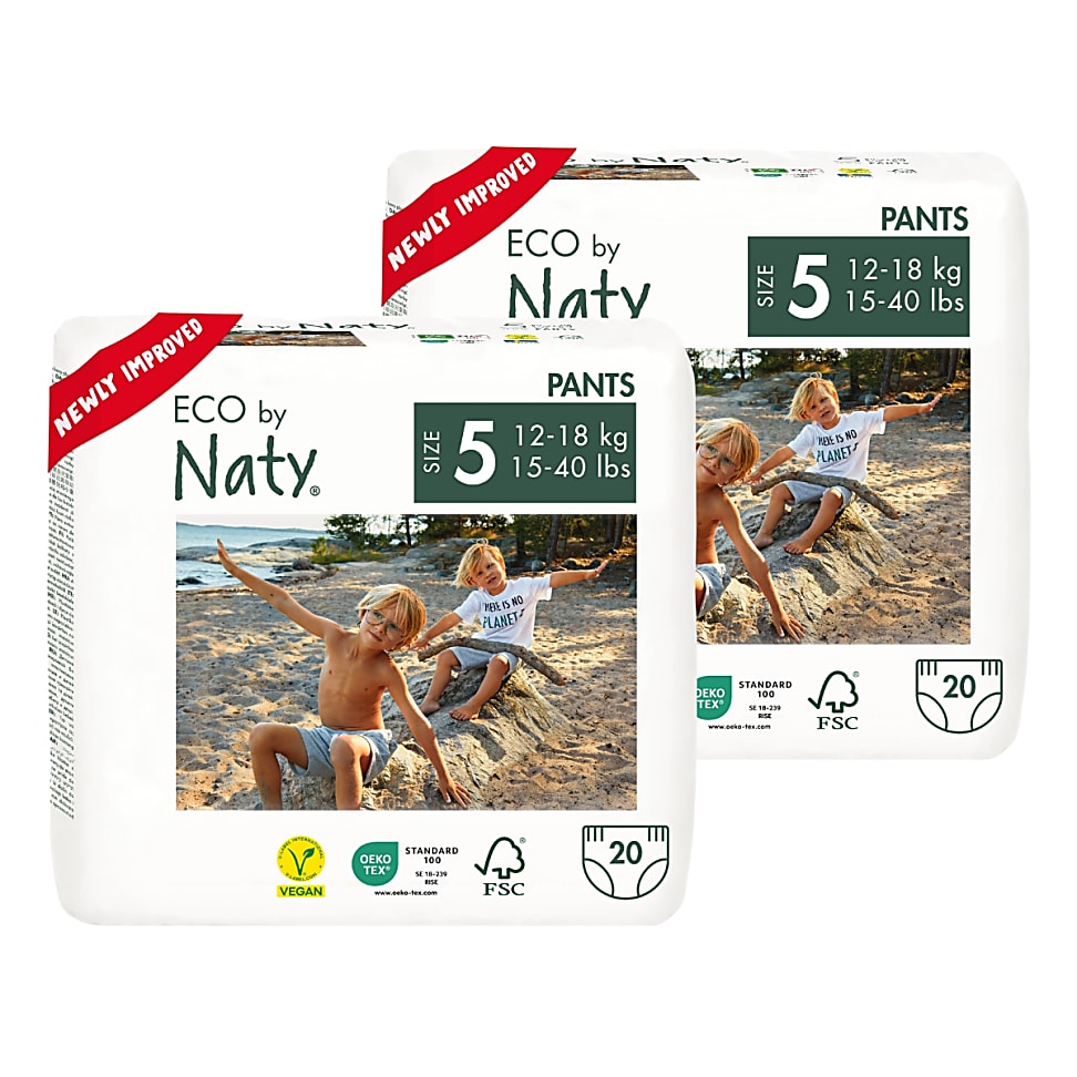 ECO by Naty Pull Up Pants: Size 5 Junior Bundle (2 packs of 20)