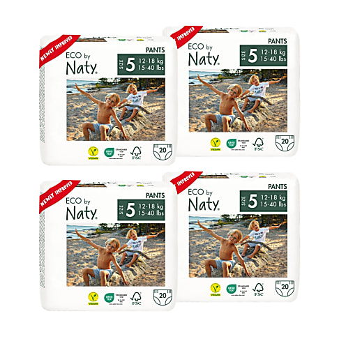 ECO by Naty Pull Up Pants: Size 5 Junior Bundle (4 packs of 20)