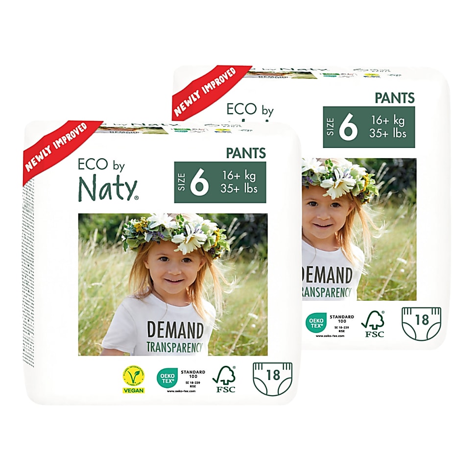 ECO by Naty Pull Up Pants: Size 6 X-Large Bundle (2 packs of 18)