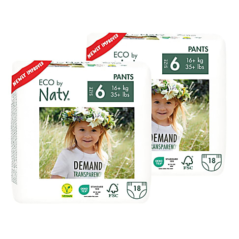 ECO by Naty Pull Up Pants: Size 6 X-Large Bundle (2 packs of 18)