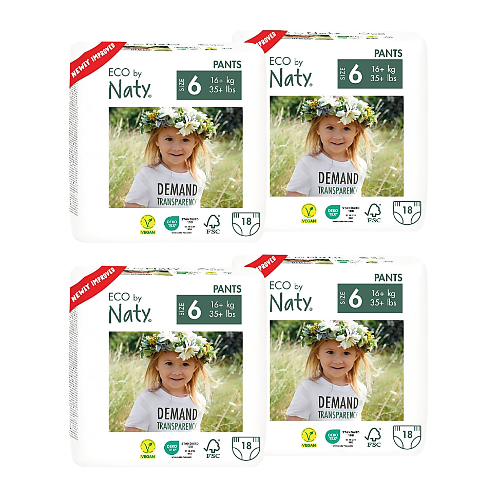 ECO by Naty Pull Up Pants: Size 6 X-Large Bundle (4 packs of 72)
