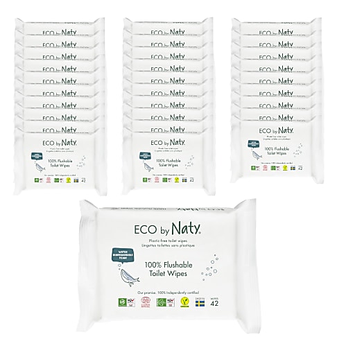 ECO by Naty Wipes - Flushable Wipes Unscented Bundle (30 packs of 42)