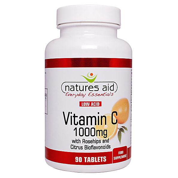 Natures Aid Organic Low Acid Vitamin C 1000mg Tablets 90 Capsules