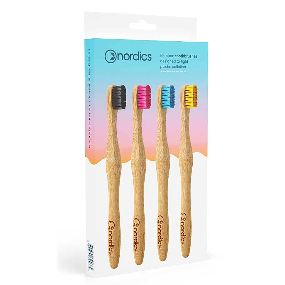 Nordics Bamboo Toothbrushes Adult 4 pack