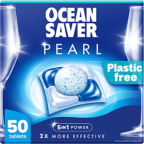 OceanSaver Pearl 5-in-1 Plastic Free Dishwasher Tabs - 50 Pack