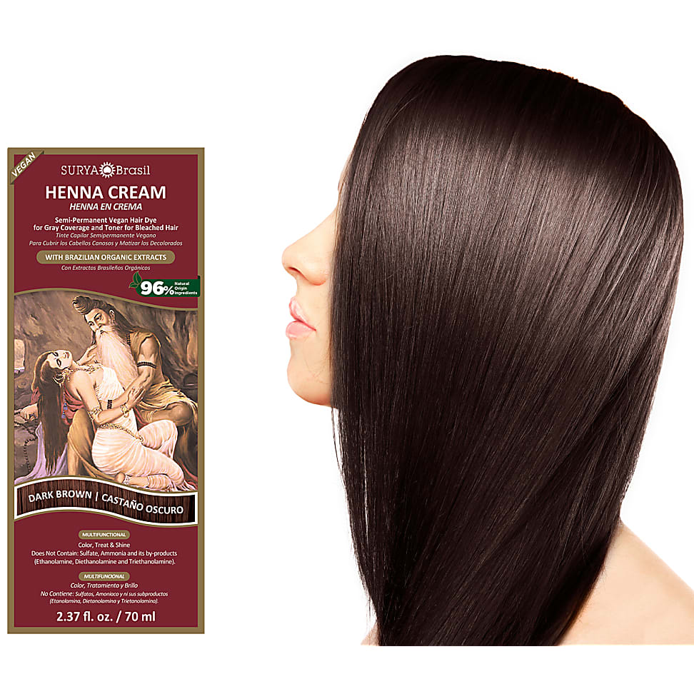 Surya Brasil Henna Cream Dark Brown Henna Hair Dye Big Green Smile