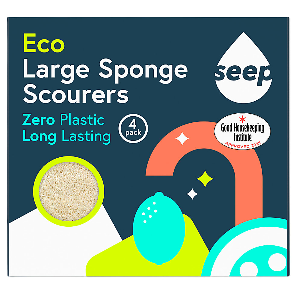Seep Large Compostable Sponge With Loofah Scourer - 4 Pack