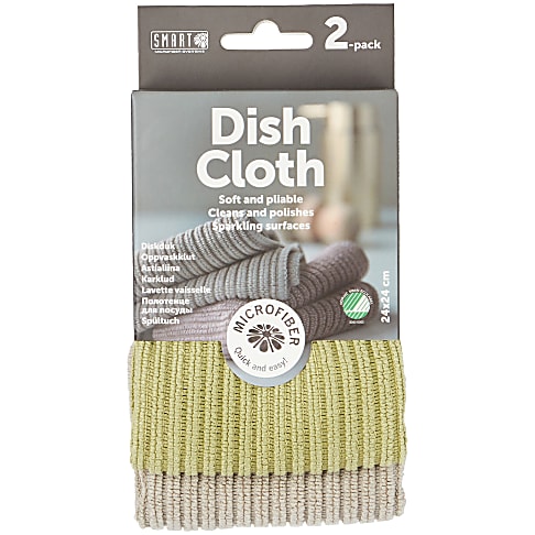 Smart Microfibre Dish Cloth - Grey/Light green (2-pack)