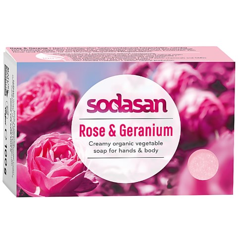 Sodasan Soap Bar - Rose & Geranium 100g