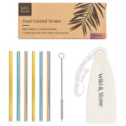 Wild & Stone Steel Cocktail Drinking Straws - Rainbow