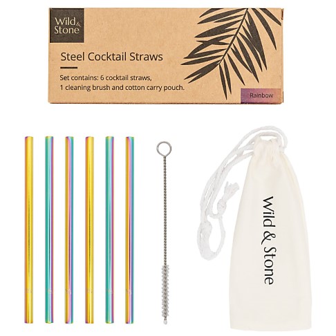 Wild & Stone Steel Cocktail Drinking Straws - Rainbow