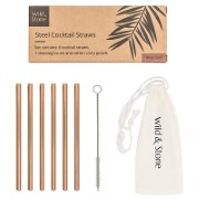 Wild & Stone Steel Cocktail Drinking Straws - Rose Gold