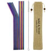 Wild & Stone Reusable Metal Drinking Straws - Stainless Steel - Rainbow