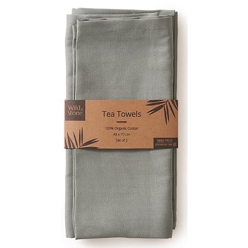 Wild & Stone Organic Cotton Tea Towels Set of 2 - Moss Green