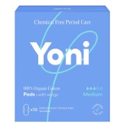 Yoni Organic Cotton Pads Medium Individually wrapped with wings (10)