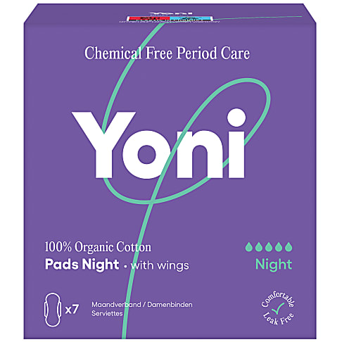 Yoni Organic Cotton Pads Night with Wings