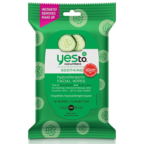 Yes To Cucumbers Hypoallergenic Facial Wipes - Travel Pack (10)