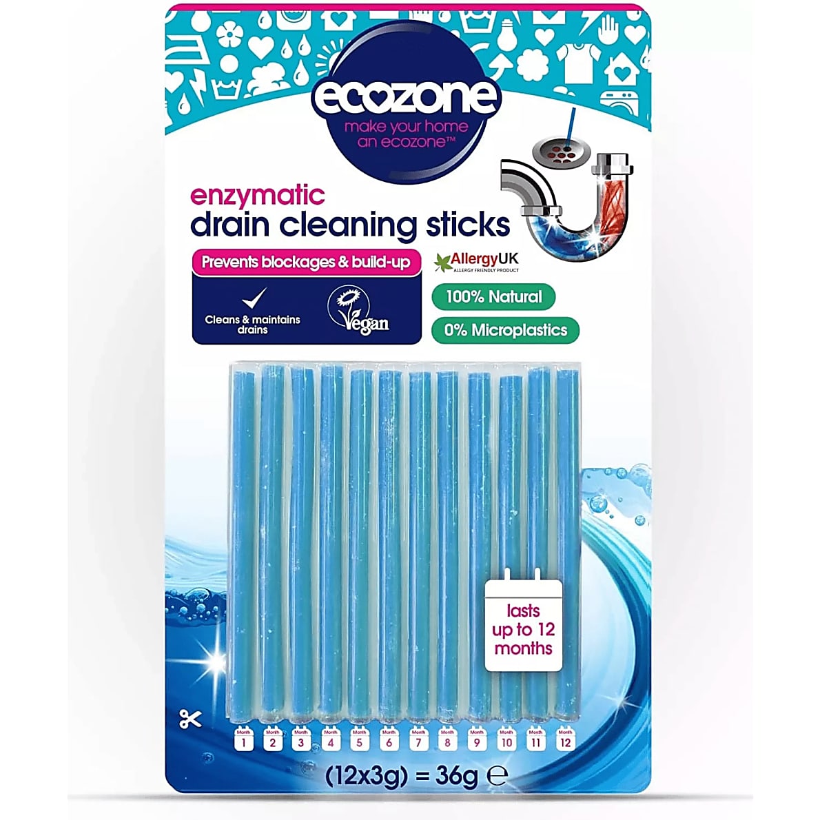 Ecozone Drain Sticks | Enzymatic Drain Cleaner | Big Green Smile